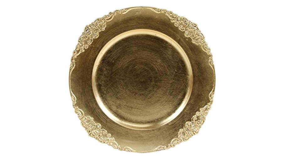 Koyal Wholesale Vintage Charger Plate in Gold, Set of 4 