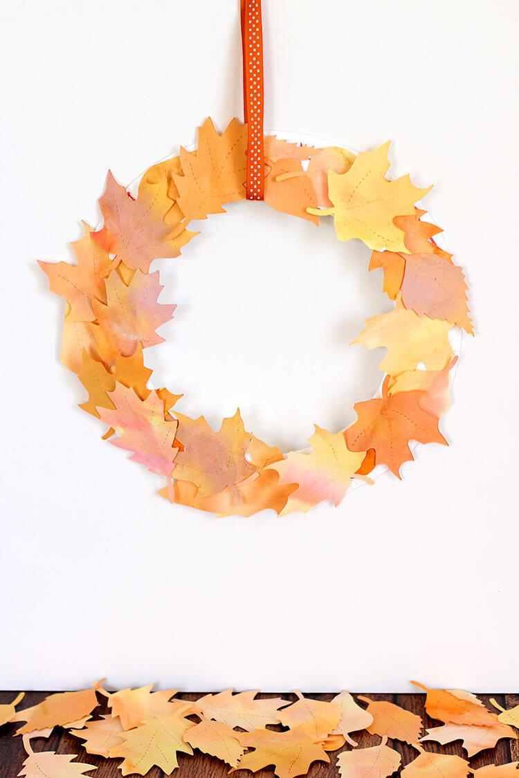 ألوان مائية Fall Leaf Wreath 
