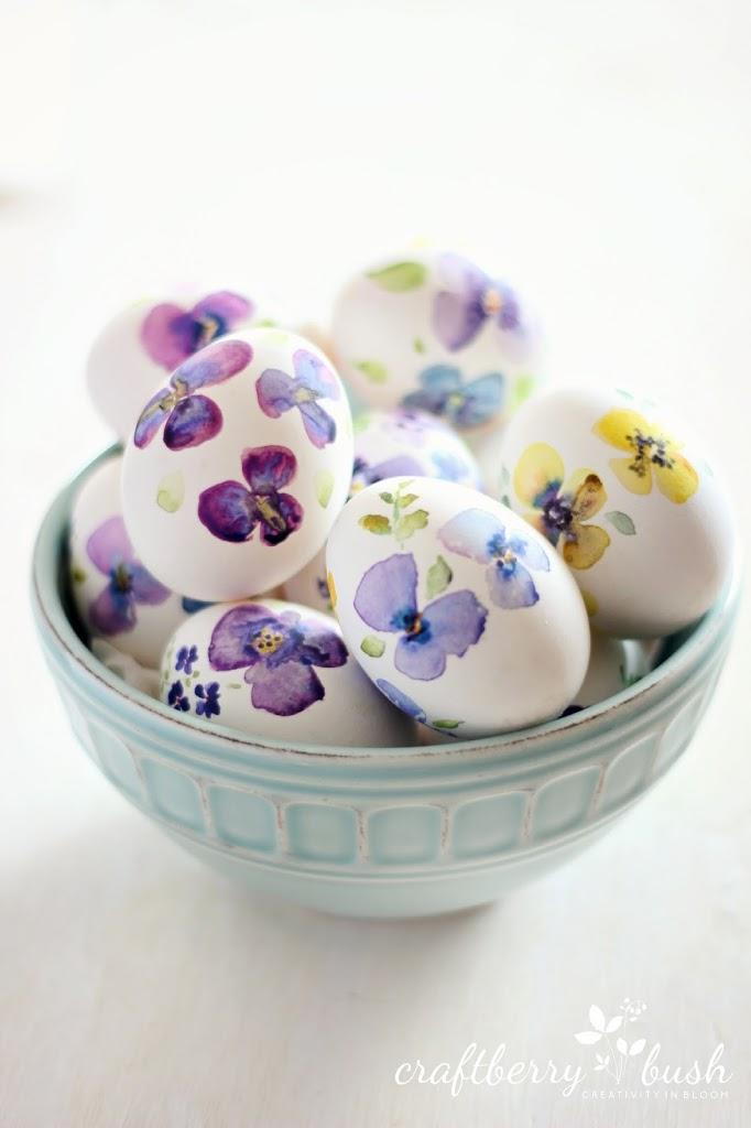 Pansie Watercolor Easter Eggs