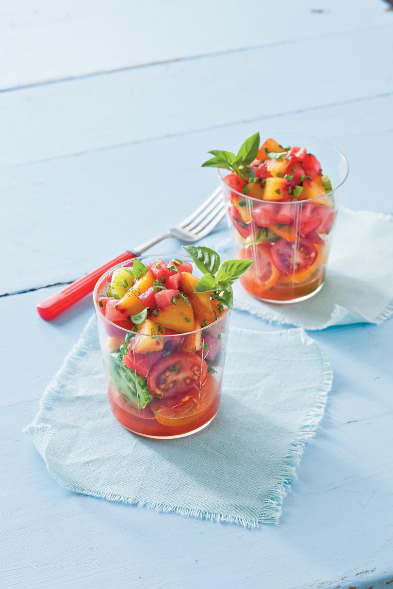 Meloun-Peach Salsa and Tomatoes