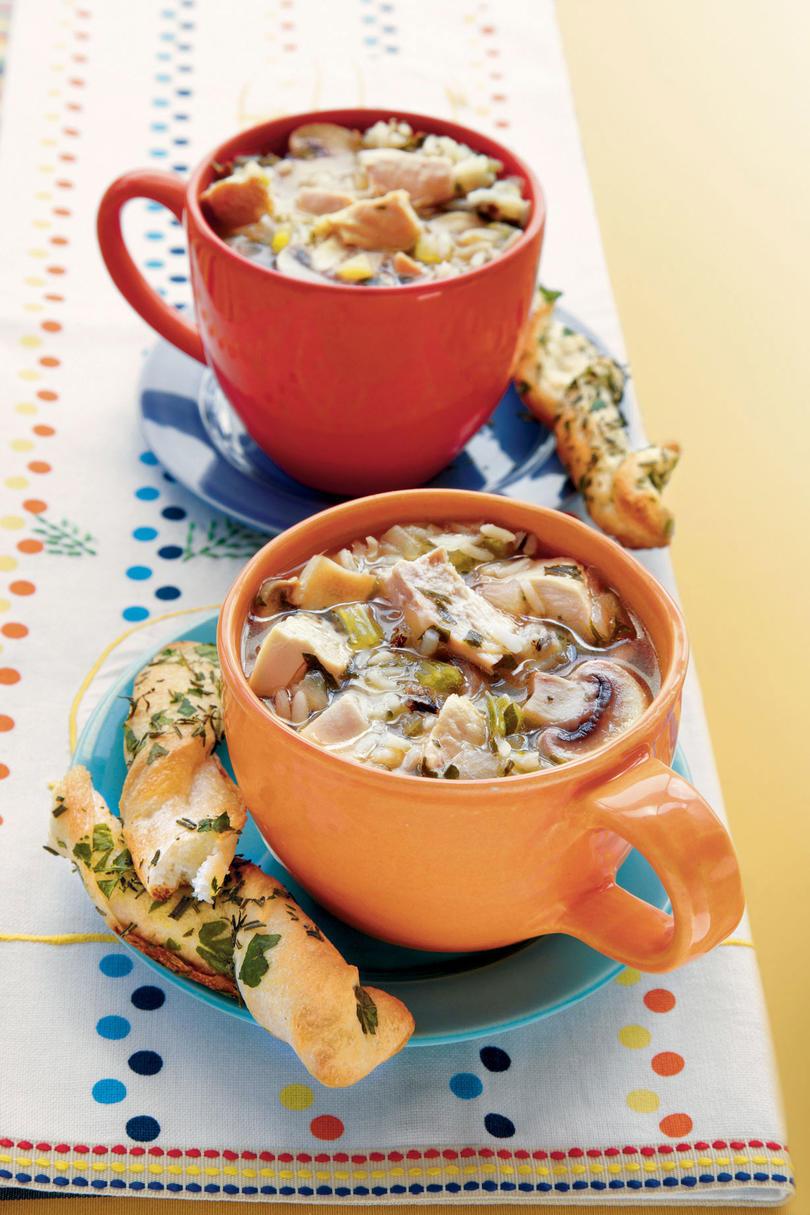 Kylling og ris Soup with Mushrooms