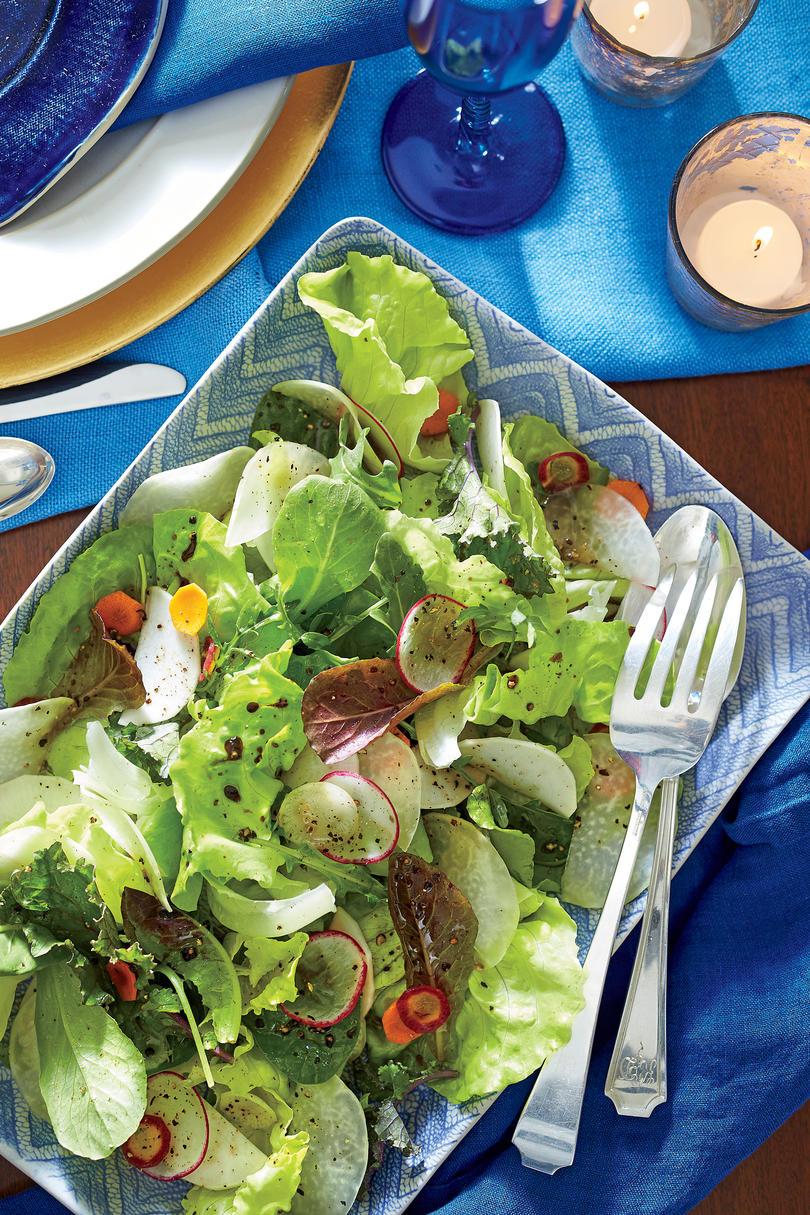 Ung Lettuces and Shaved Winter Vegetables with Walnut Vinaigrette Recipe